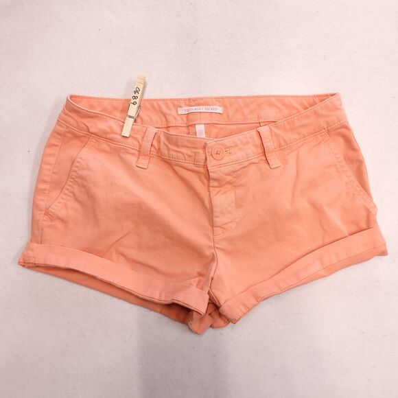 Victoria's Secret Button Zip Light Wash Chino Short Shorts Womens Size 4 Orange - Picture 2 of 10